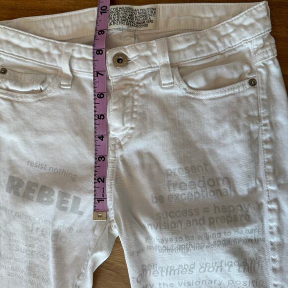 Each x Other Jeans Low Rise White Denim Size 26 Paris Designer S14G16079 - Picture 13 of 15